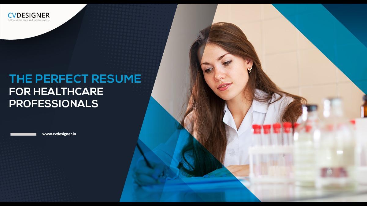 Healthcare professional with lab background, text 