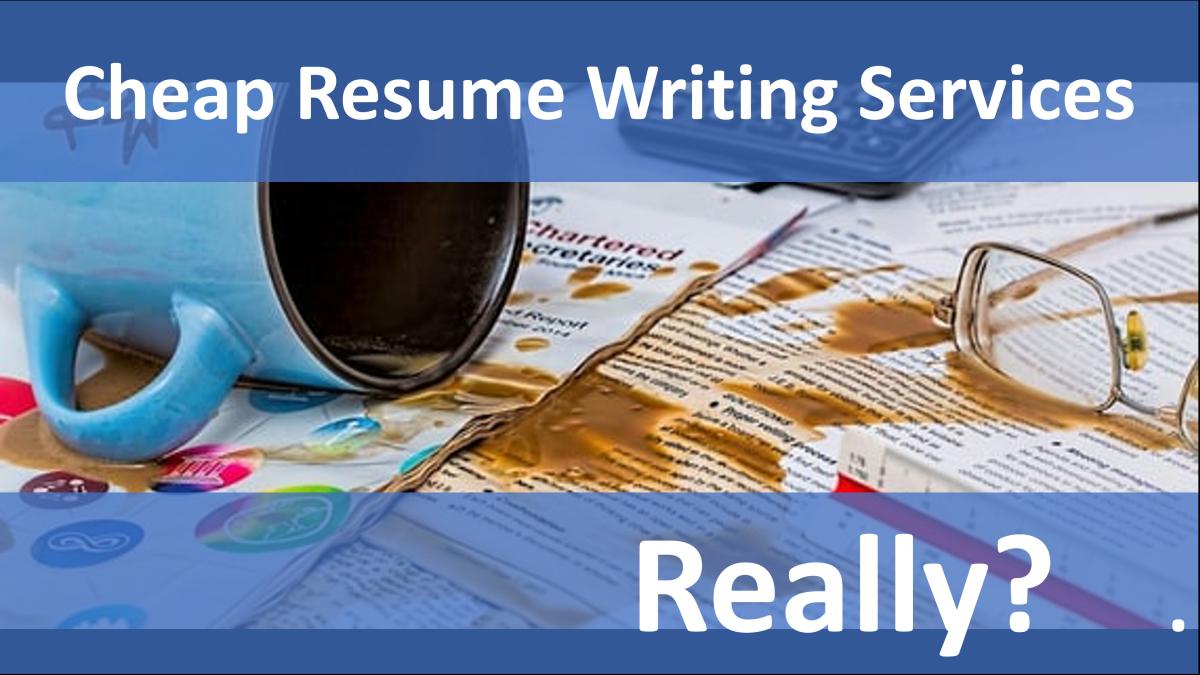 Spilled coffee over a resume with glasses aside and text 
