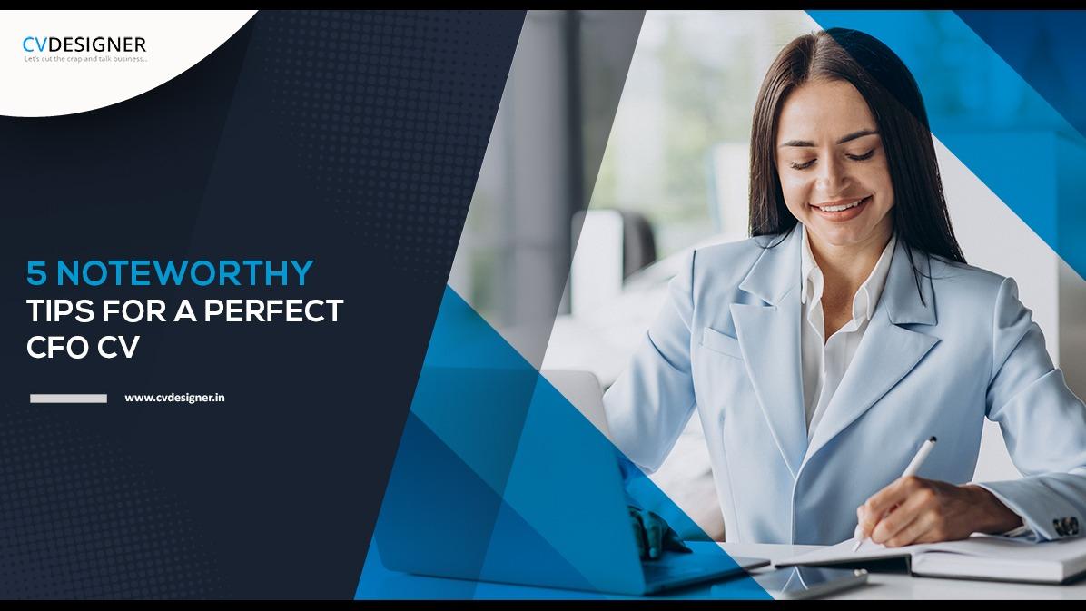 Professional in blue suit writing, with text