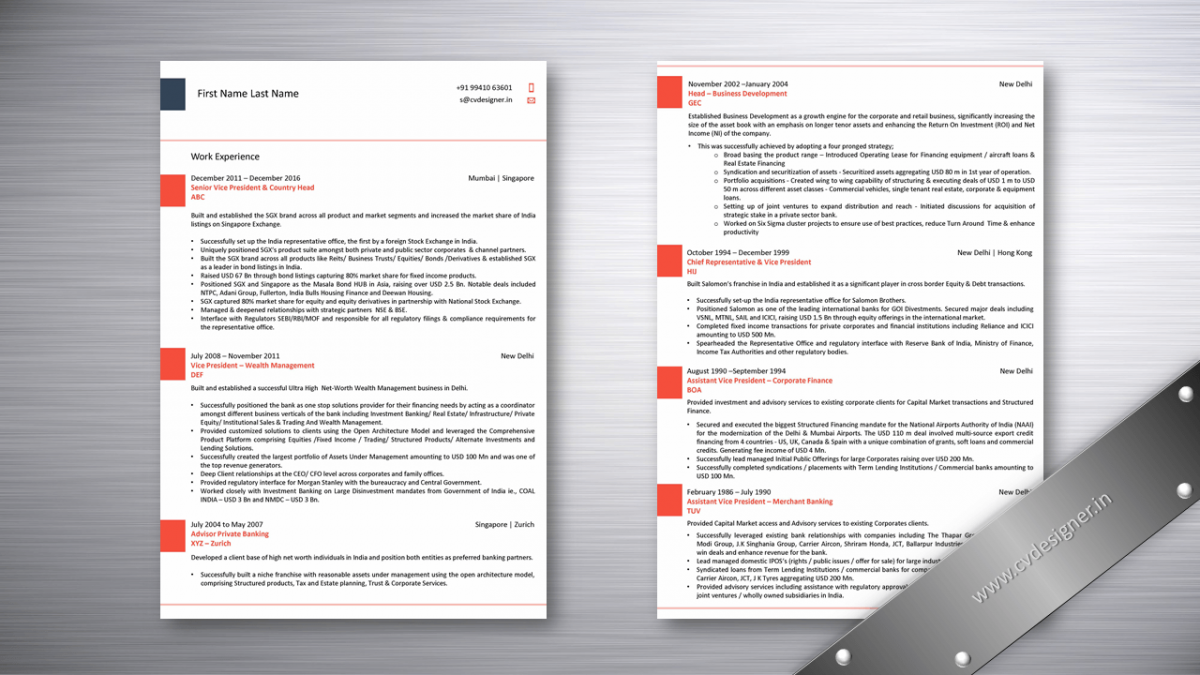 Senior Vice President & Country Head Text Resume Samples