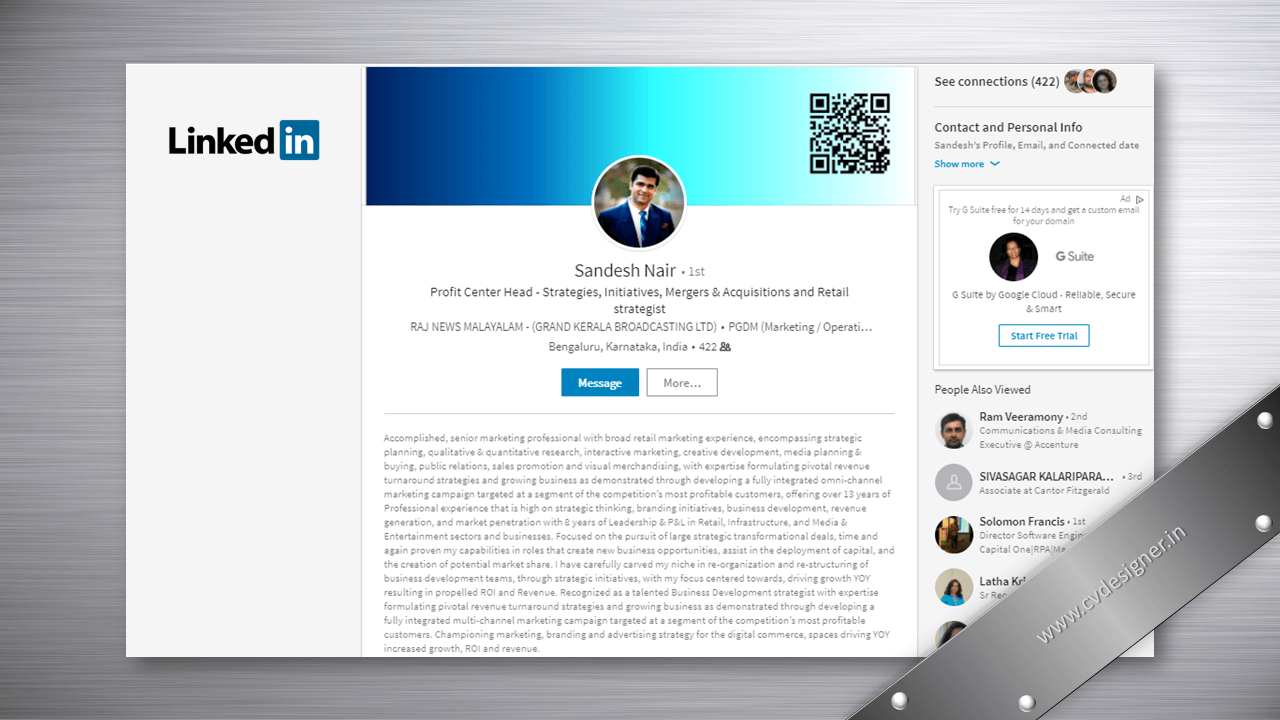 Profit Center Head - Strategies, Initiatives, Mergers & Acquisitions and Retail strategist LinkedIn Makeover Samples